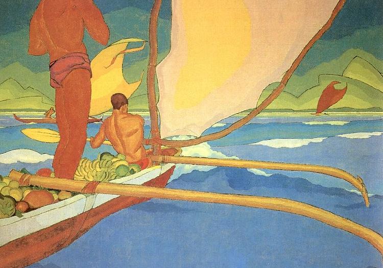Arman Manookian Men in an Outrigger Canoe Headed for Shore oil painting picture